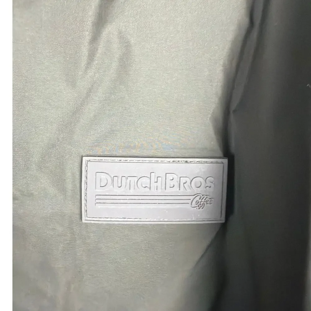 Dutch Bros Coffee Jacket‎ Mens Medium Brown Hooded Puffer Full Zip Insulated